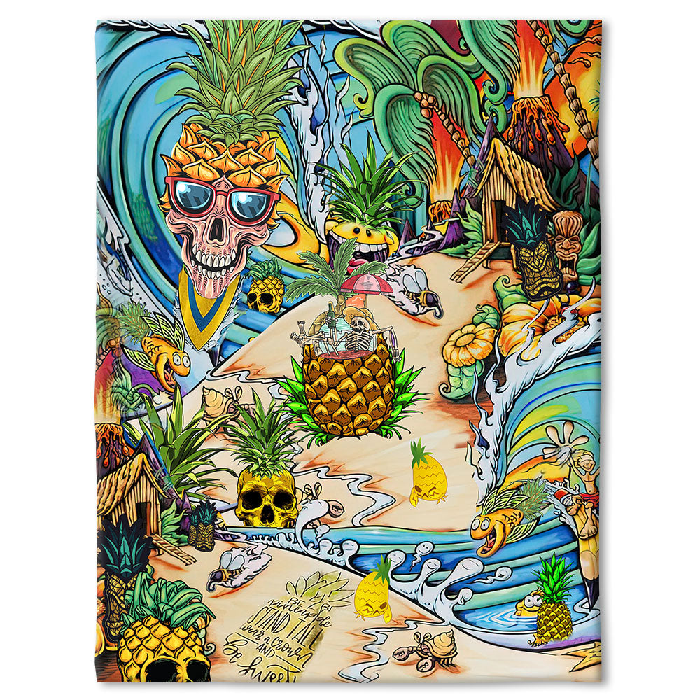 Skull Pineapple Fruit Flannel Blanket For Cozy Bedroom And Sofa Decor