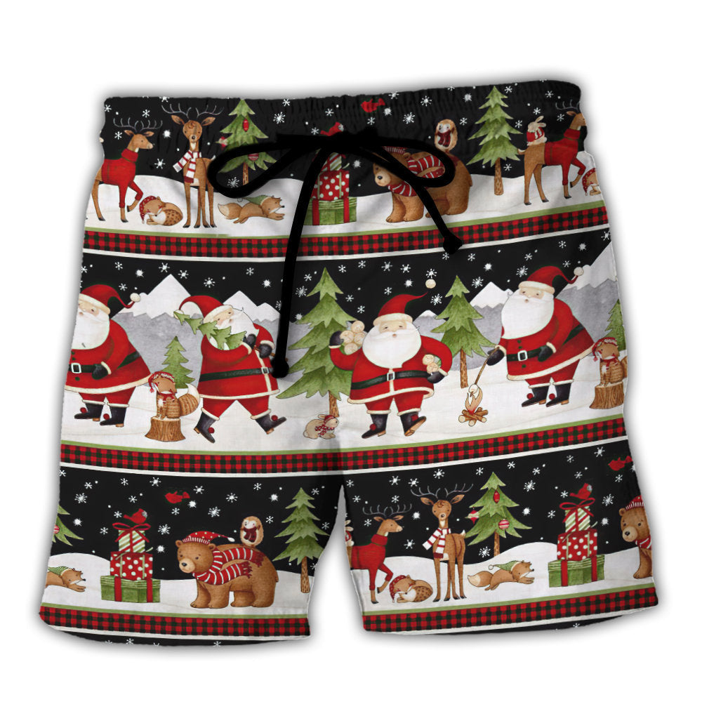 Christmas Happy Night Santa Reindeer Bear – Beach Short