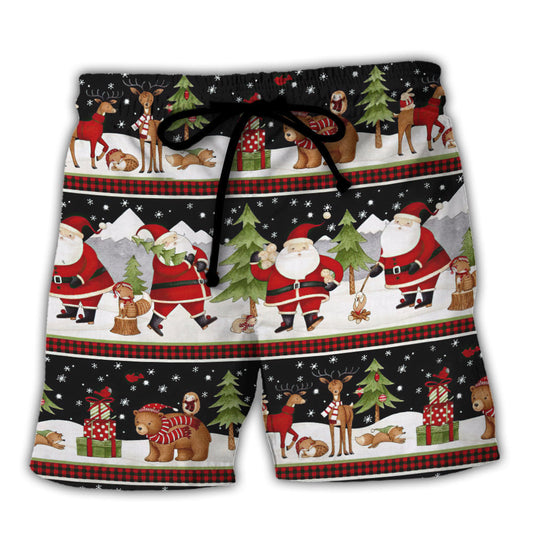 Christmas Happy Night Santa Reindeer Bear – Beach Short