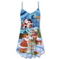 Christmas Santa And Snowman Friends – Women's Summer Sleeveless V-Neck Camisole Dress