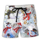 Snowman Merry Christmas Winter - Beach Short