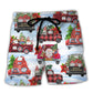 Gnome Christmas Truck Merry Holiday - Beach Short