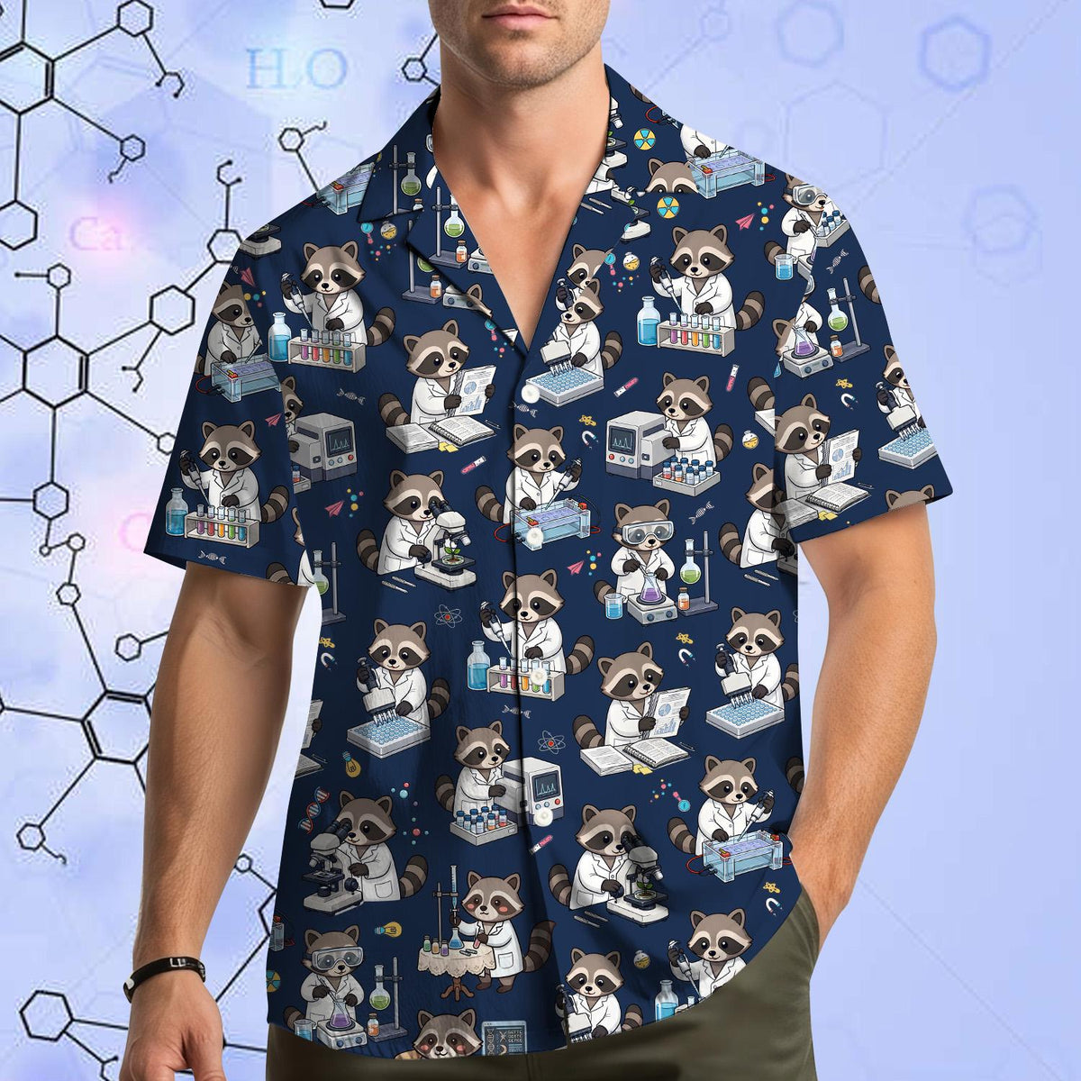 Cute Raccoon Scientist STEM Lab Experiment – Hawaiian Shirt