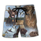 Chocolate Labrador Hunting Sky Scene - Beach Short