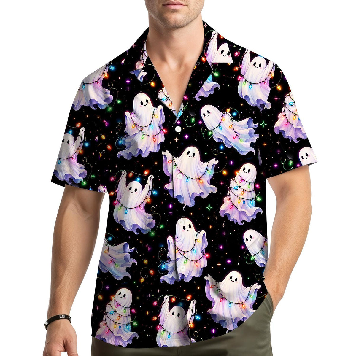 Christmas Ghost Spooky Holiday Lights Creepmas – Hawaiian Shirt