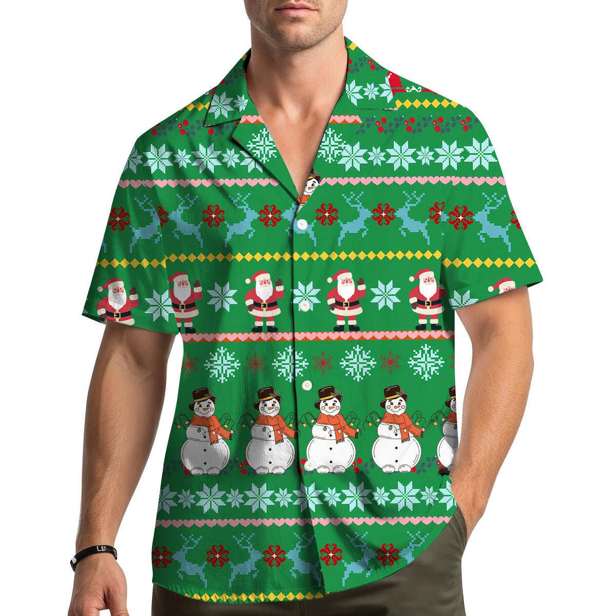 Funny Santa Snowman Christmas Ugly Sweater – Hawaiian Shirt