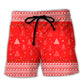Cat Wreck The Tree Christmas Red Theme - Beach Short