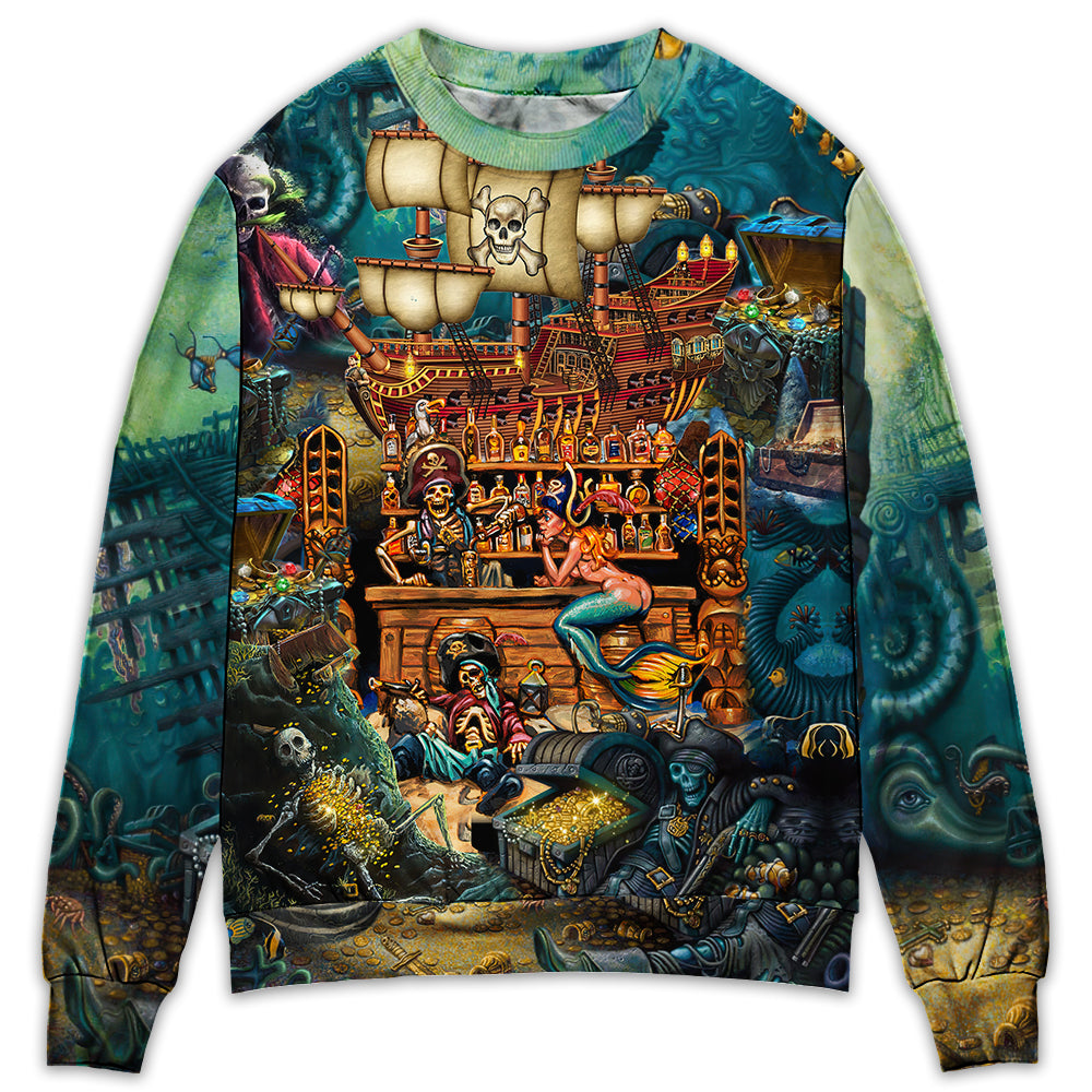 Pirate Skull Treasure Night Sea Style – Sweater - Ugly Christmas Sweater