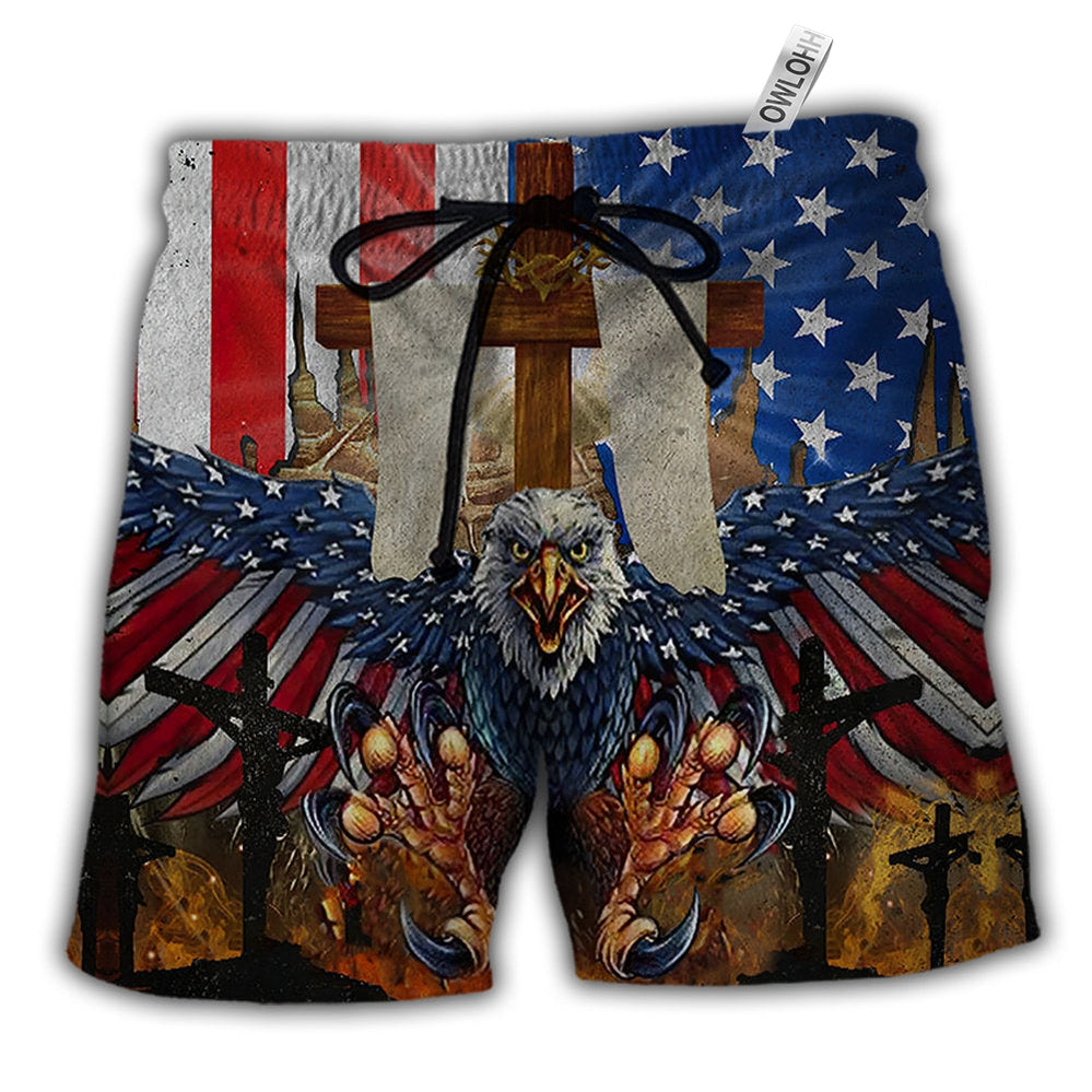 Beach Short / Adults / S Eagle America One Nation Under God - Beach Short - Owls Matrix LTD