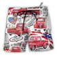 Beach Short / Adults / S Truck Red USA Flag Independence Day - Beach Short - Owls Matrix LTD