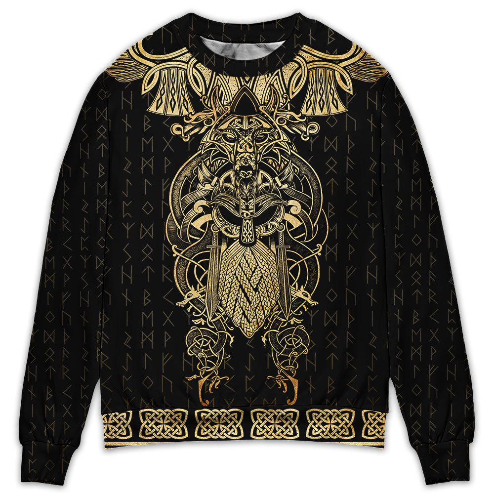 Viking Warrior Golden Raven Style – Sweater - Ugly Christmas Sweater