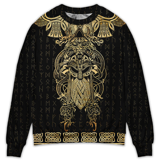 Viking Warrior Golden Raven Style – Sweater - Ugly Christmas Sweater