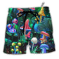 Beach Short / Adults / S Hippie Mushroom Galaxy Neon Art - Beach Short - Owls Matrix LTD