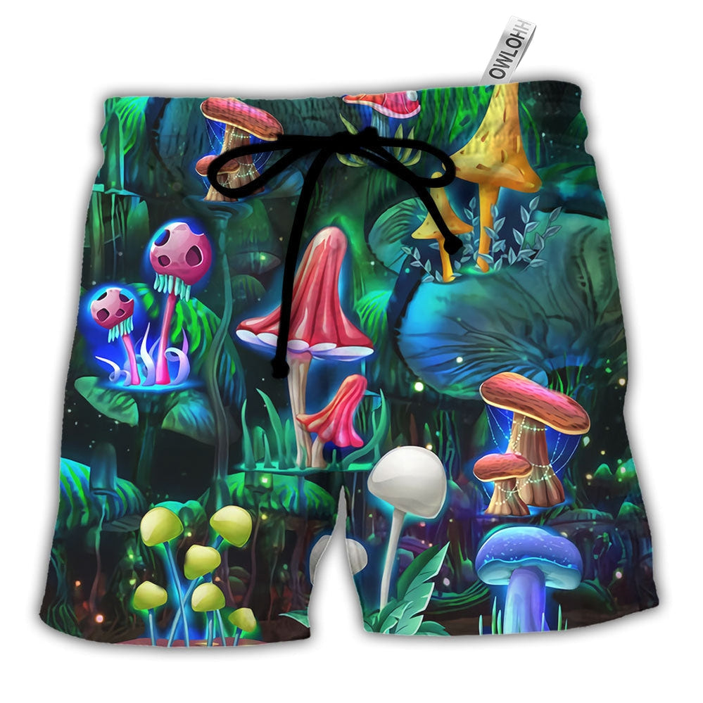 Beach Short / Adults / S Hippie Mushroom Galaxy Neon Art - Beach Short - Owls Matrix LTD