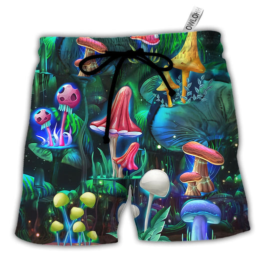 Beach Short / Adults / S Hippie Mushroom Galaxy Neon Art - Beach Short - Owls Matrix LTD