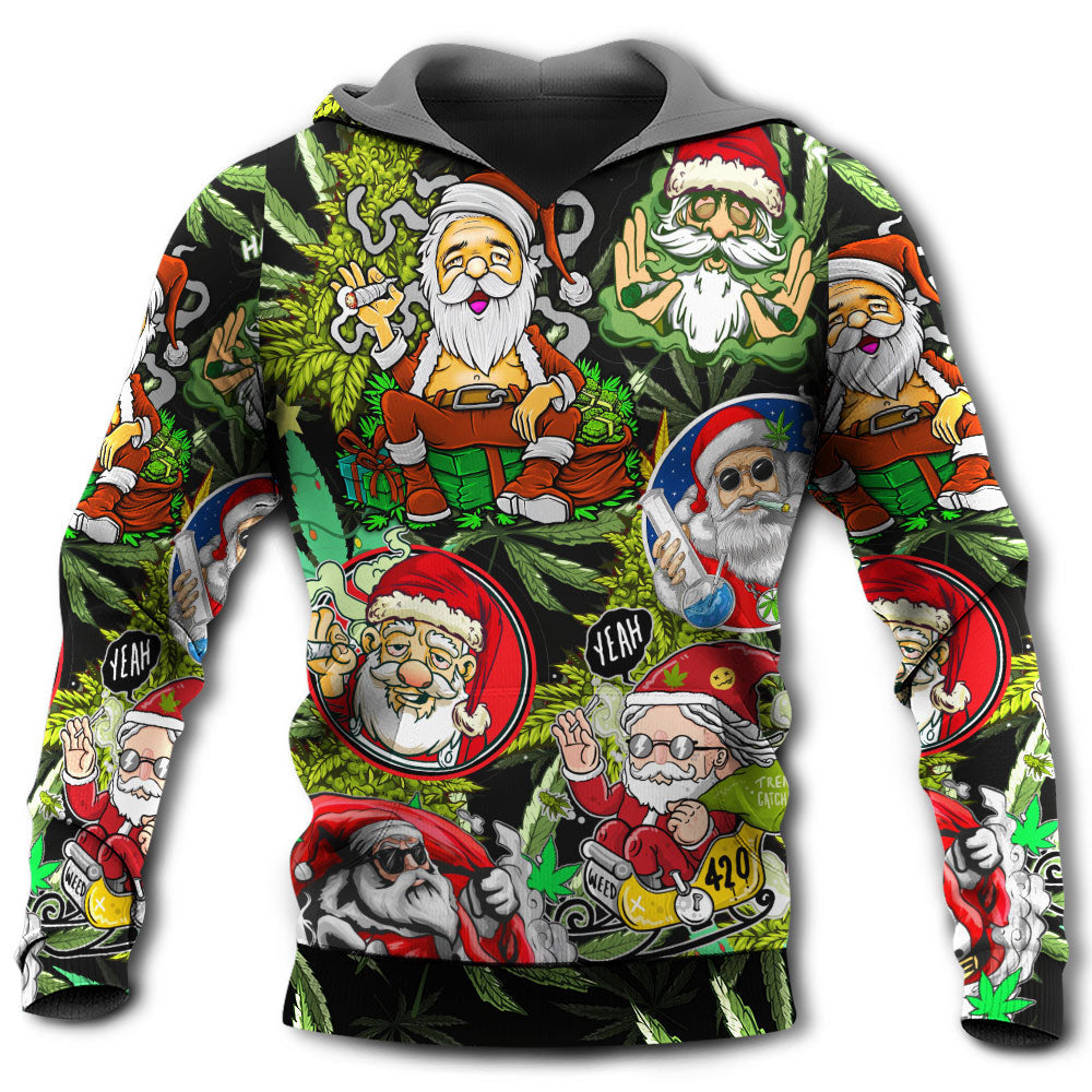 Christmas Santa Hippie Smoking Funny Style - Hoodie