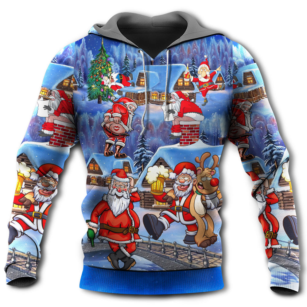 Christmas Santa Beer Happy Xmas - Hoodie