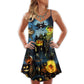 Halloween Pumpkin Sky Night – Women's Summer Sleeveless V-Neck Camisole Dress