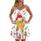 Groovy Santa Smile – Women's Summer Sleeveless V-Neck Camisole Dress