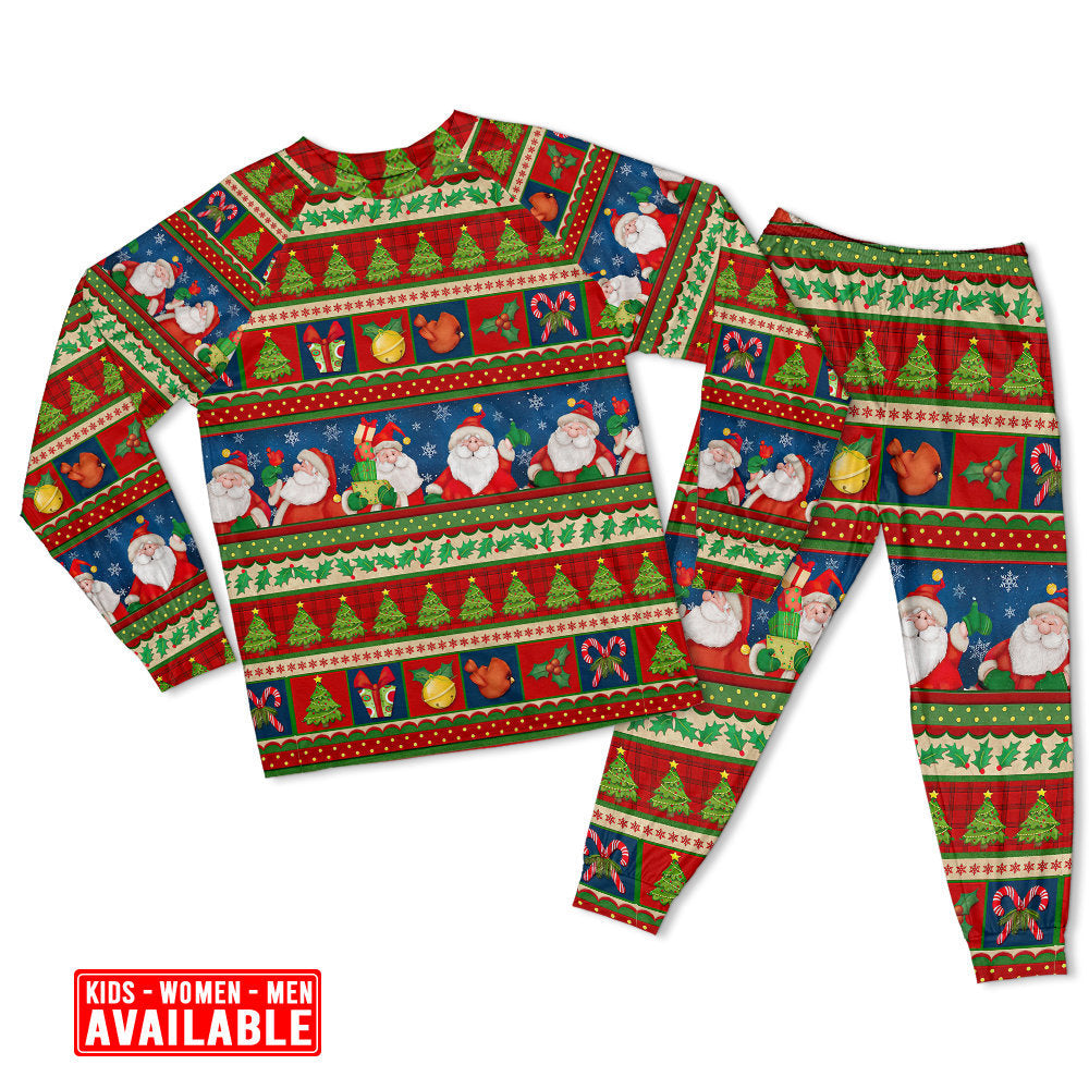 Women / S Christmas Santa Claus Happy Xmas - Pajamas Long Sleeve - Owls Matrix LTD