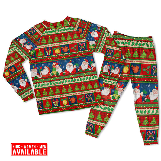 Women / S Christmas Santa Claus Happy Xmas - Pajamas Long Sleeve - Owls Matrix LTD