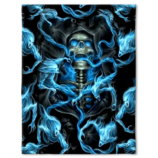 Skull Black Ground Thunder Flannel Blanket For Cozy Bedroom And Sofa Decor