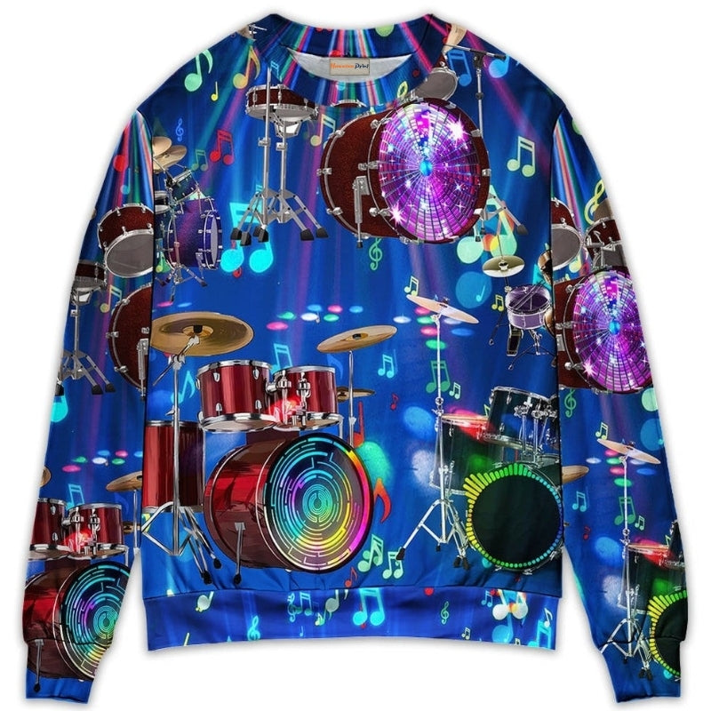 Drum Is My Life Neon Light Style – Sweater - Ugly Christmas Sweater