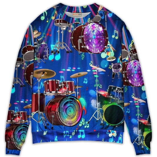 Drum Is My Life Neon Light Style – Sweater - Ugly Christmas Sweater