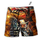 Beach Short / Adults / S Skull Cowboy Shot Gun American Flag Vintage - Beach Short - Owls Matrix LTD