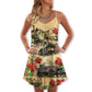 Vintage Train Merry Christmas – Women's Summer Sleeveless V-Neck Camisole Dress