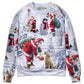 Christmas Santa Claus Chilling With Animal Snowman Happy Xmas Art Style - Sweater - Ugly Christmas Sweaters - Owls Matrix LTD