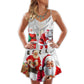Funny Santa Story Art – Women's Summer Sleeveless V-Neck Camisole Dress