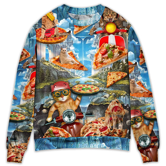 Funny Cat Pizza Lover Style – Sweater - Ugly Christmas Sweater