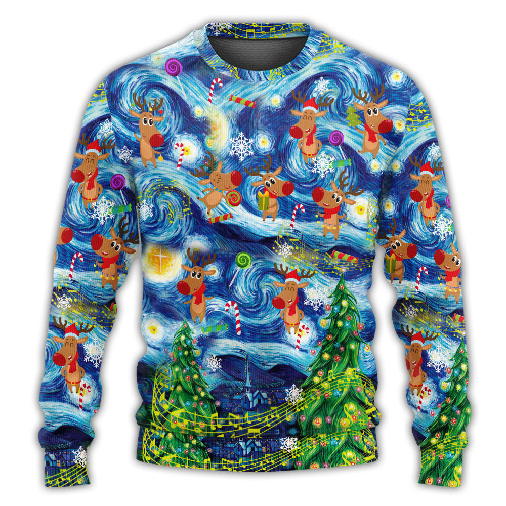 Christmas Dancing Reindeer Happy – Sweater - Ugly Christmas Sweater