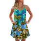 Christmas Magical Night – Women's Summer Sleeveless V-Neck Camisole Dress