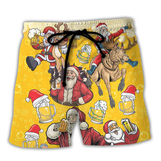 Beer Santa Funny Christmas Holiday - Beach Short