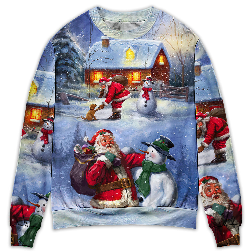 Christmas Santa Love Snowman Village – Sweater - Ugly Christmas Sweater
