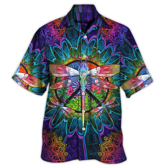 Colorful Dragonfly Mandala Peace Art – Hawaiian Shirt