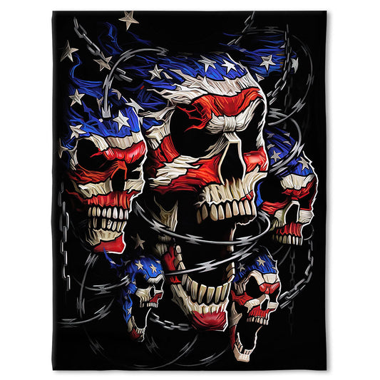 Skull Love America Forever 50 x 60 Inch Flannel Blanket For Cozy Bedroom And Sofa Decor
