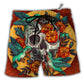 Beach Short / Adults / S Skull Floral Skull Hummingbird - Beach Short - Owls Matrix LTD