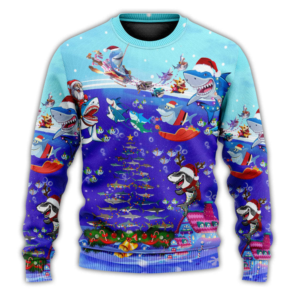 Christmas Santa Shark Rocket Ocean Gifts – Sweater - Ugly Christmas Sweater