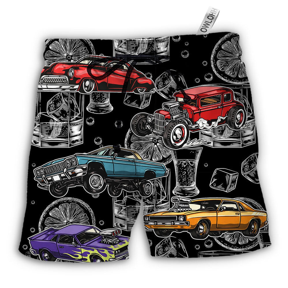 Beach Short / Adults / S Car I Like Muscle Cars And Whiskey - Beach Short - Owls Matrix LTD