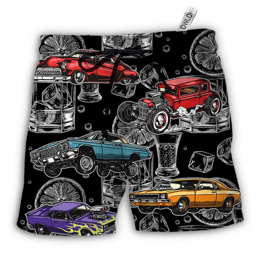 Beach Short / Adults / S Car I Like Muscle Cars And Whiskey - Beach Short - Owls Matrix LTD
