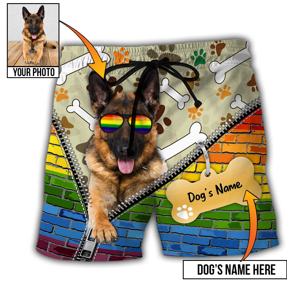 LGBT / Adults / S German Shepherd Dog Various Style Custom Photo Personalized - Beach Short - Owls Matrix LTD