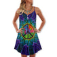 Hippie Peace Sign Lover – Women's Summer Sleeveless V-Neck Camisole Dress