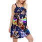 Space Galaxy Food Riding Cat – Women's Summer Sleeveless V-Neck Camisole Dress