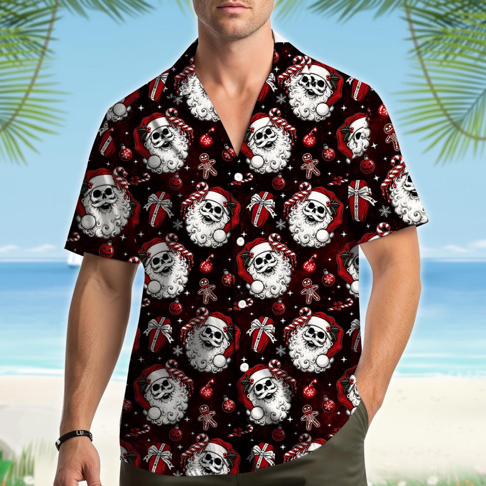 Skeleton Santa Spooky Gothic Christmas – Hawaiian Shirt