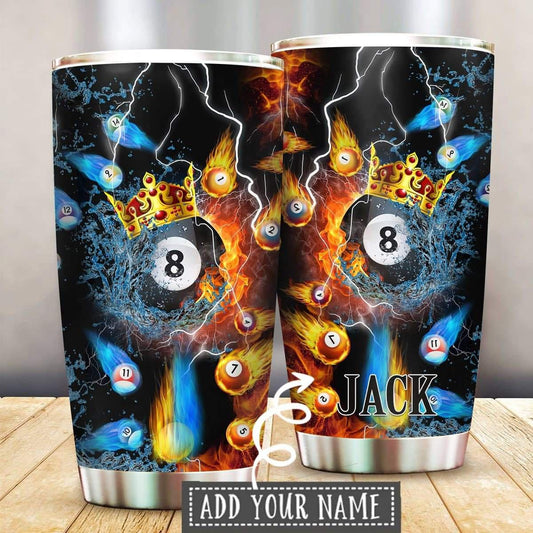 Billiard Water And Fire Personalized 20 Oz Tumbler For Hot Cold Drinks And Travel