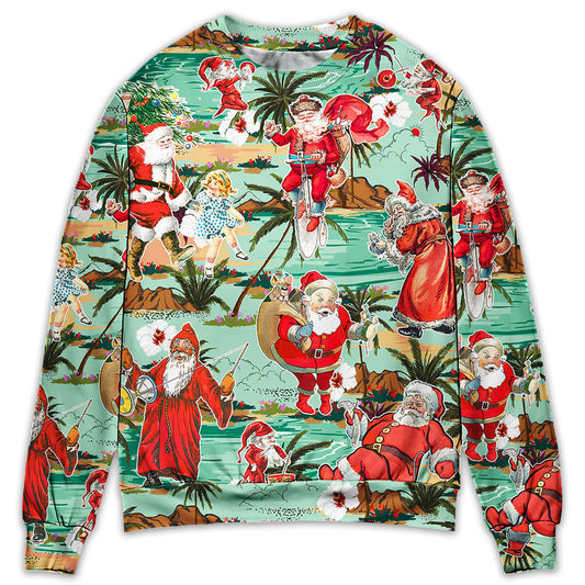 Christmas Santa Vacation Beach Joyful – Sweater - Ugly Christmas Sweater