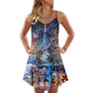Halloween Pirate Skeleton Scary – Women's Summer Sleeveless V-Neck Camisole Dress